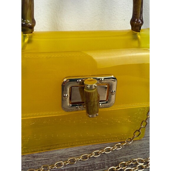 Mini Bamboo Handle Handbag In Clear High Quality PVC Crossbody Chain Strap - Picture 10 of 10